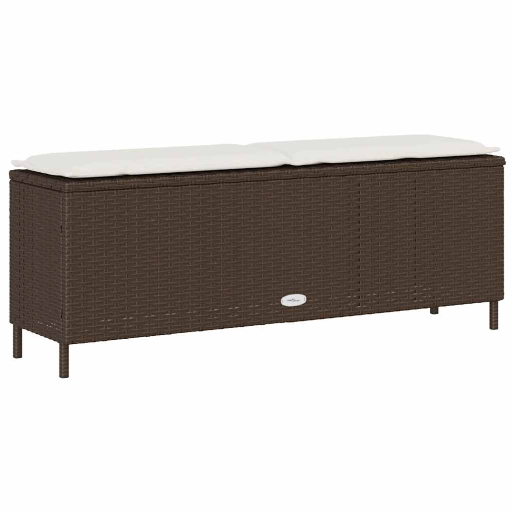 barna polyrattan kerti pad párnával 110x30x40,5 cm