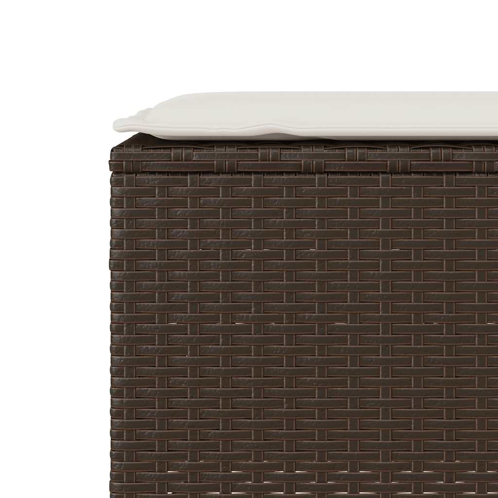 barna polyrattan kerti pad párnával 110x30x40,5 cm