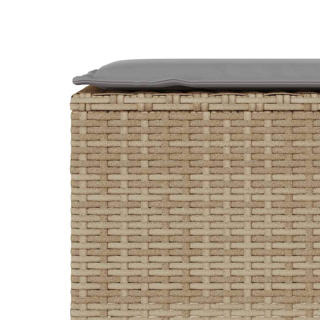 bézs polyrattan kerti pad párnával 110x30x40,5 cm
