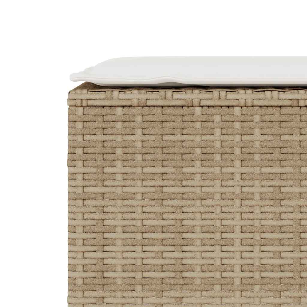 bézs polyrattan kerti pad párnával 110x30x40,5 cm