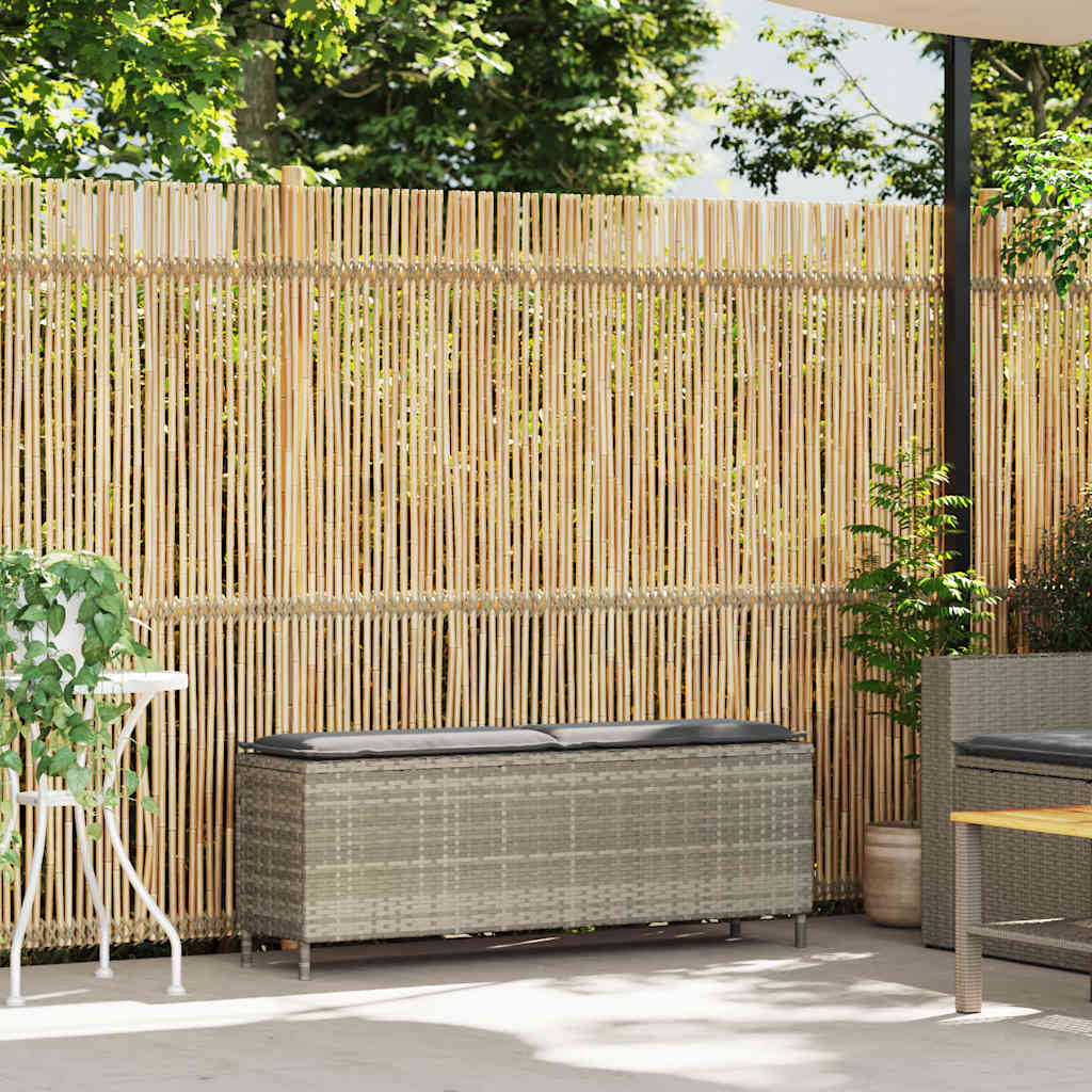 világosszürke polyrattan kerti pad párnával 110x30x40,5 cm