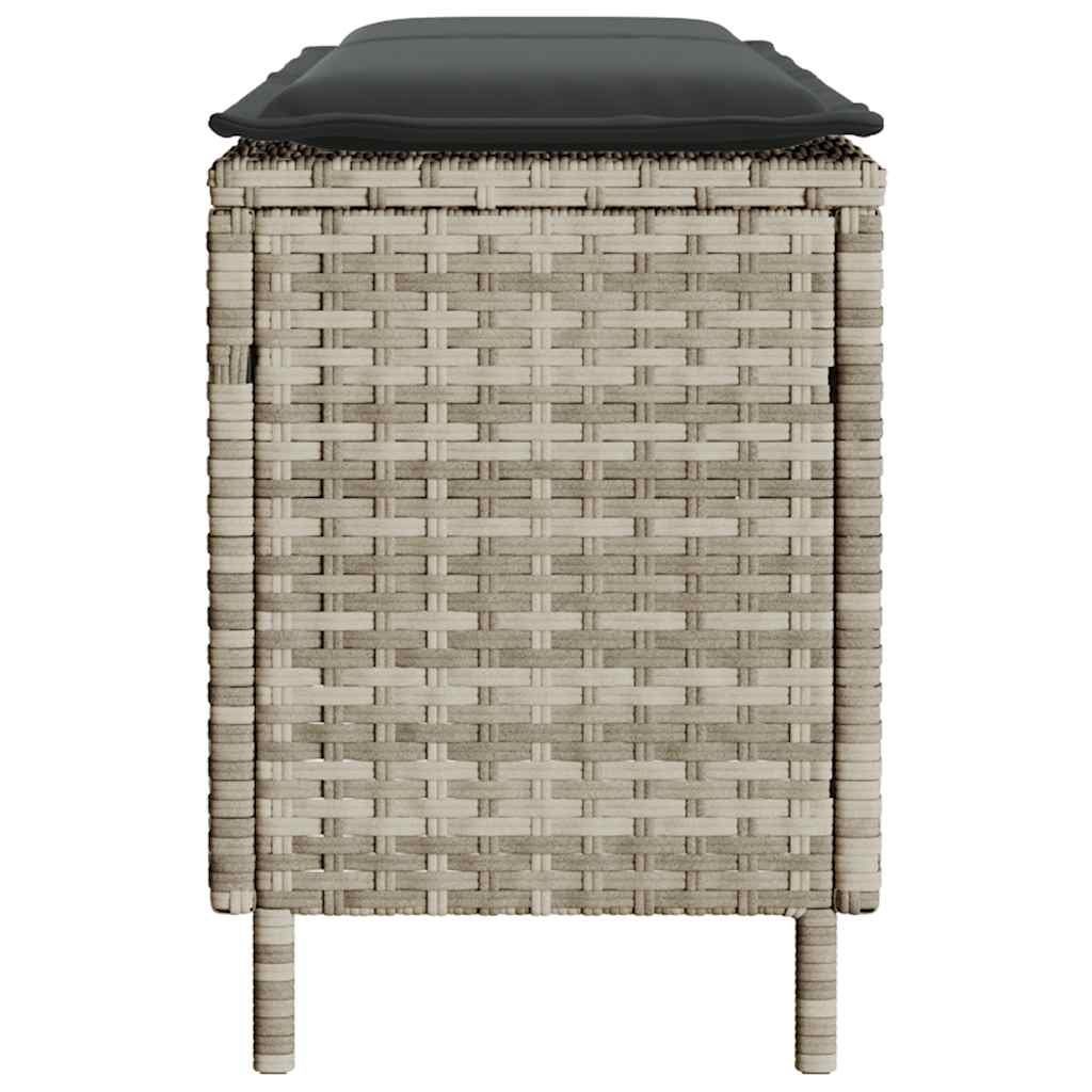 világosszürke polyrattan kerti pad párnával 110x30x40,5 cm