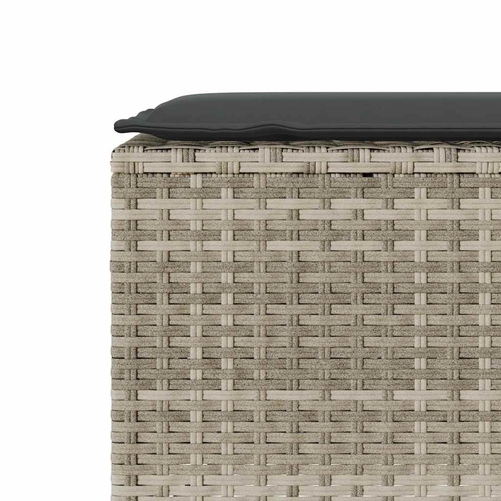világosszürke polyrattan kerti pad párnával 110x30x40,5 cm