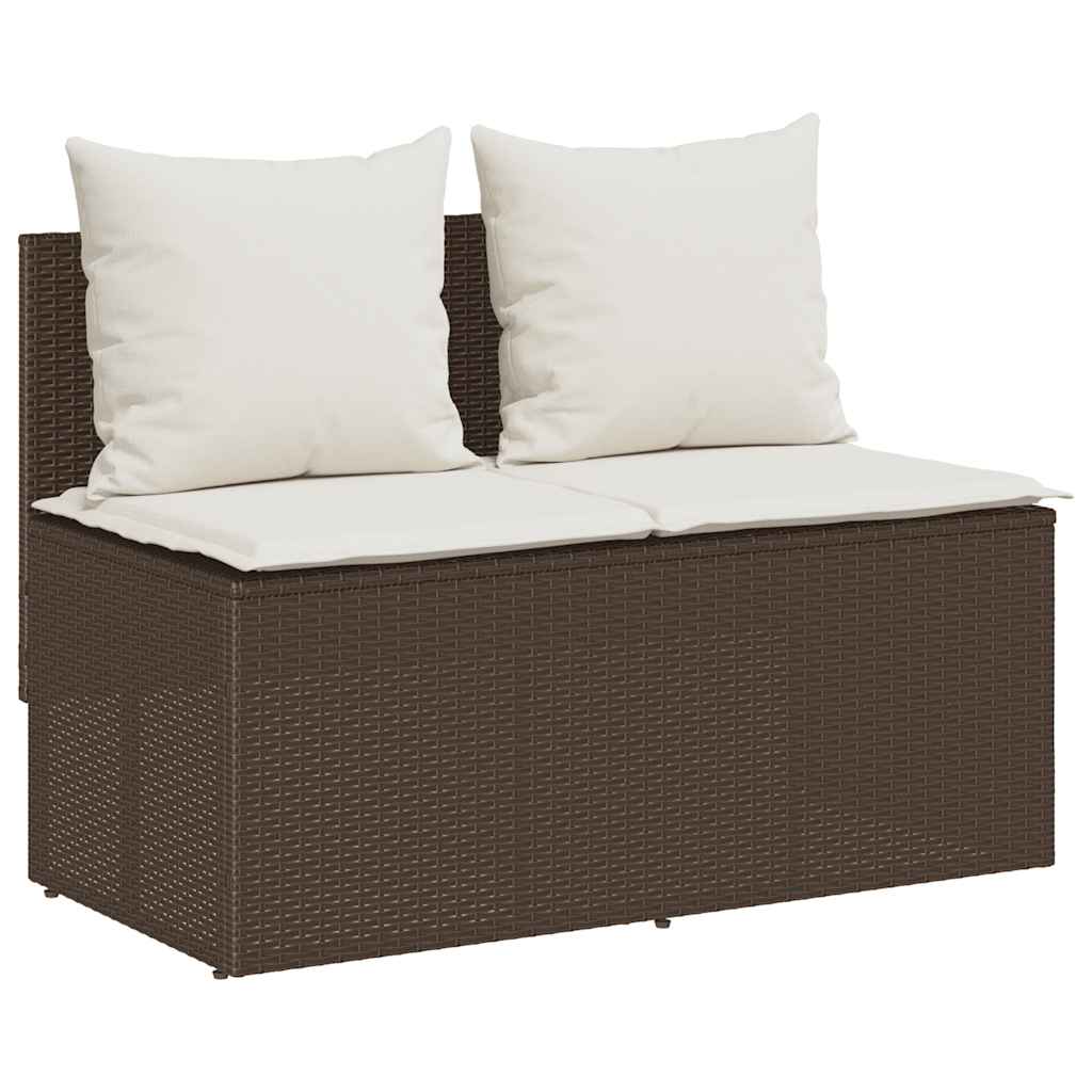 3 részes barna polyrattan kerti étkezőgarnitúra párnával