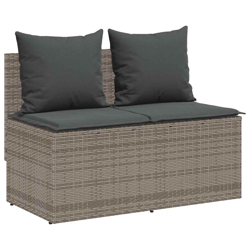 3 részes szürke polyrattan kerti étkezőgarnitúra párnával