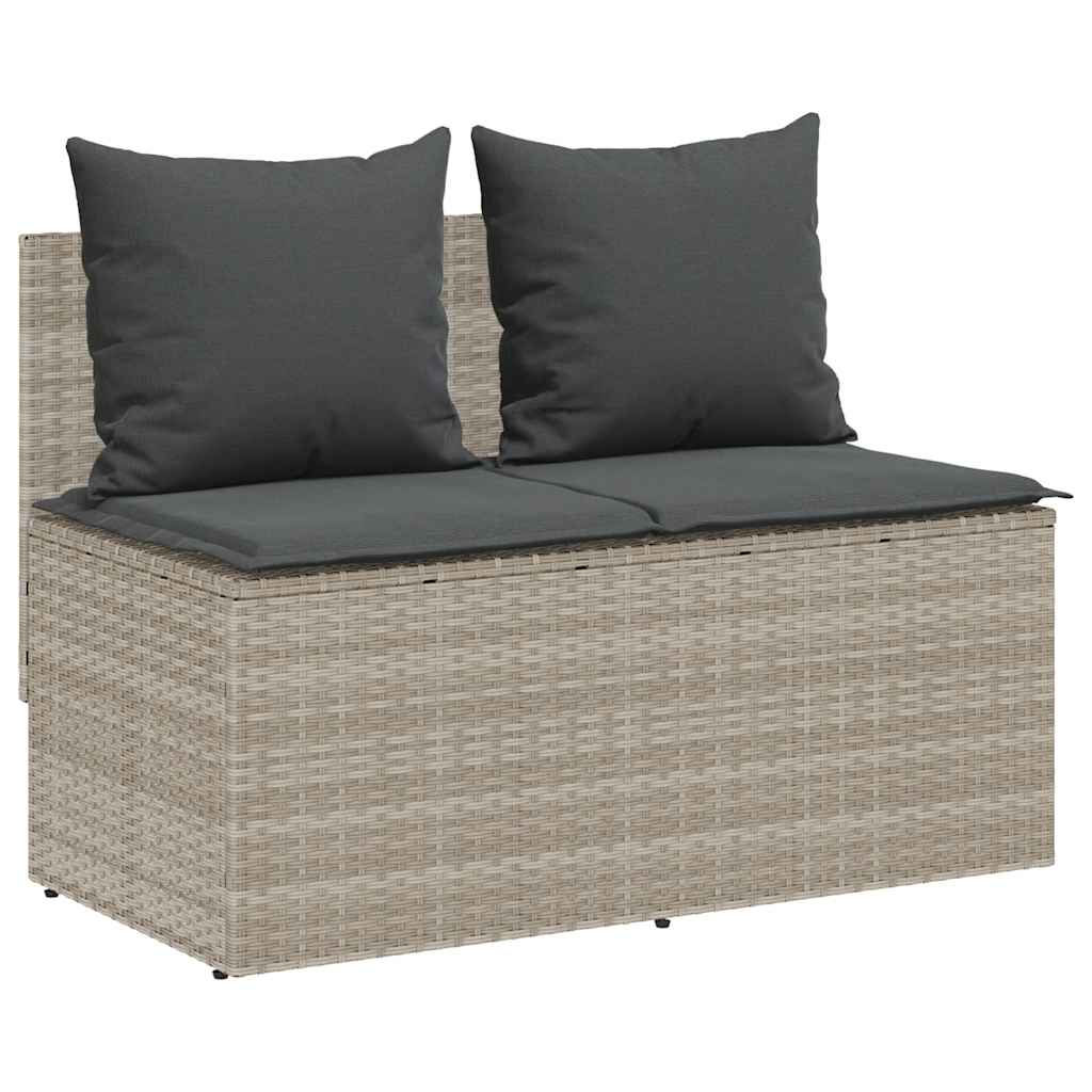 3részes világosszürke polyrattan kerti étkezőgarnitúra párnával