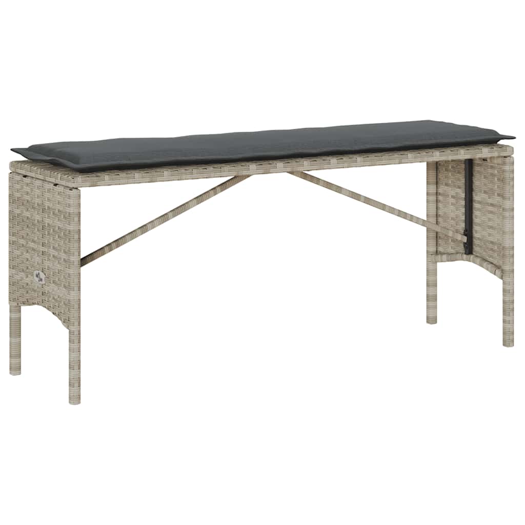 3részes világosszürke polyrattan kerti étkezőgarnitúra párnával