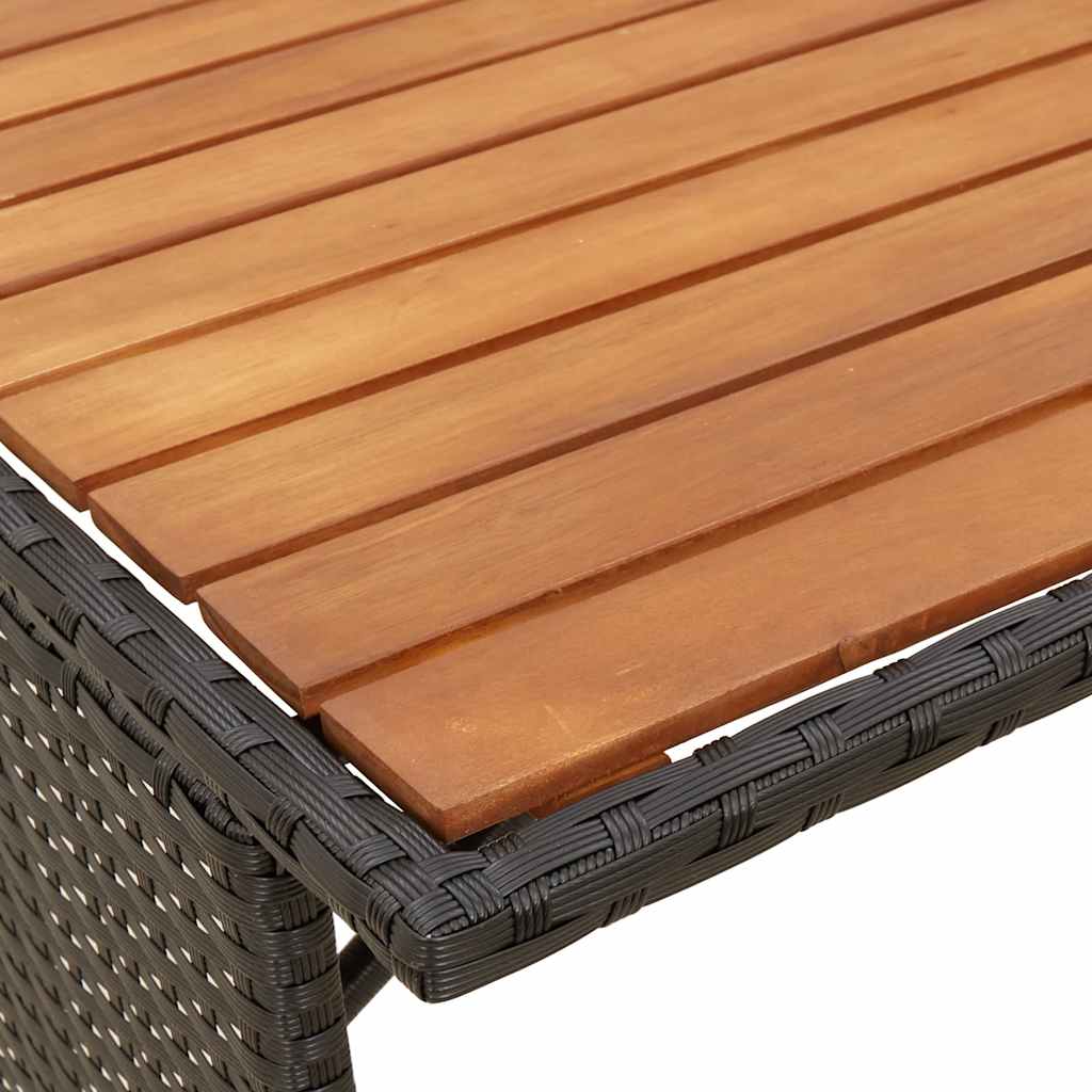 3 részes fekete polyrattan kerti étkezőgarnitúra párnákkal