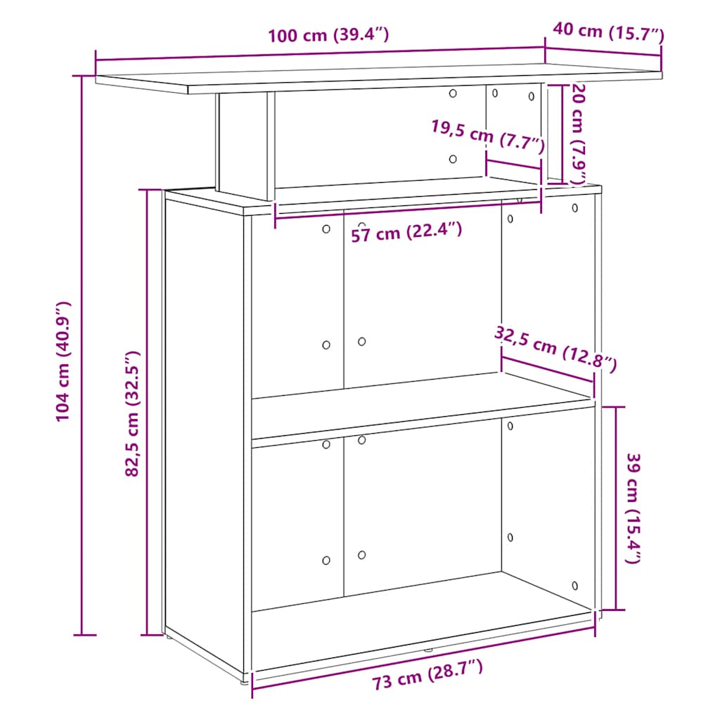recepciós pult betonszürke 100x40x104 cm szerelt fa