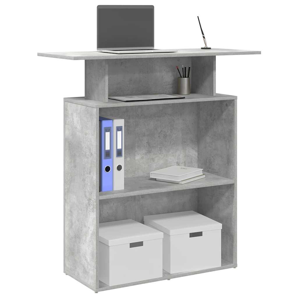 recepciós pult betonszürke 100x40x104 cm szerelt fa