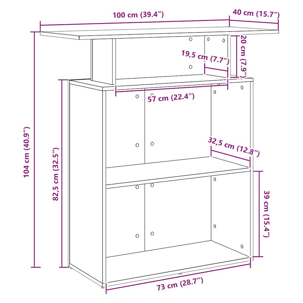 recepciós pult szürke sonoma 100x40x104 cm szerelt fa