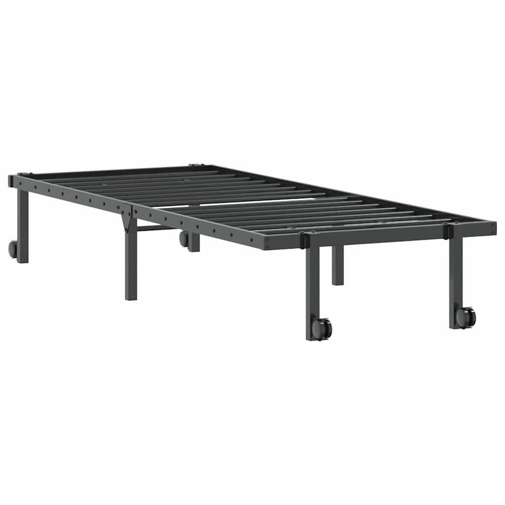 fekete acél ágykeret matrac nélkül összecsukható 80x200 cm
