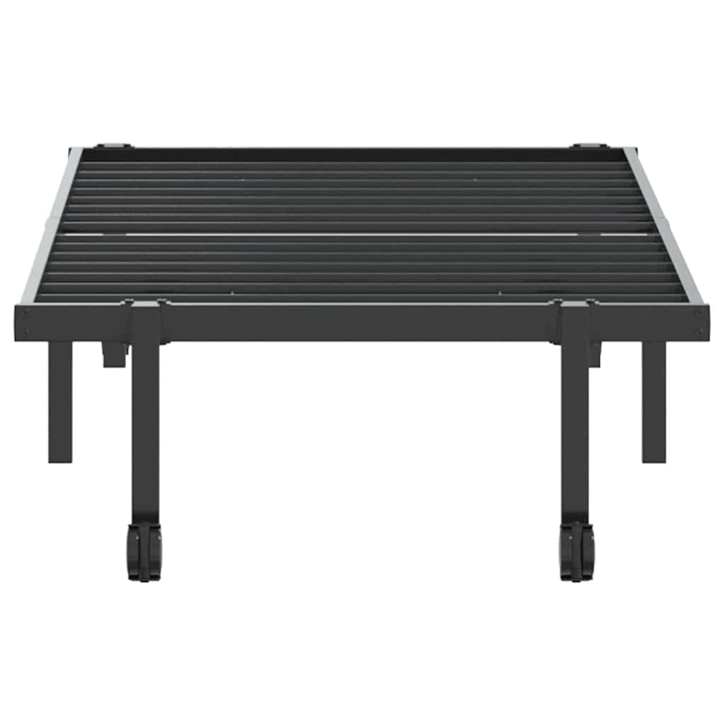 fekete acél ágykeret matrac nélkül összecsukható 80x200 cm