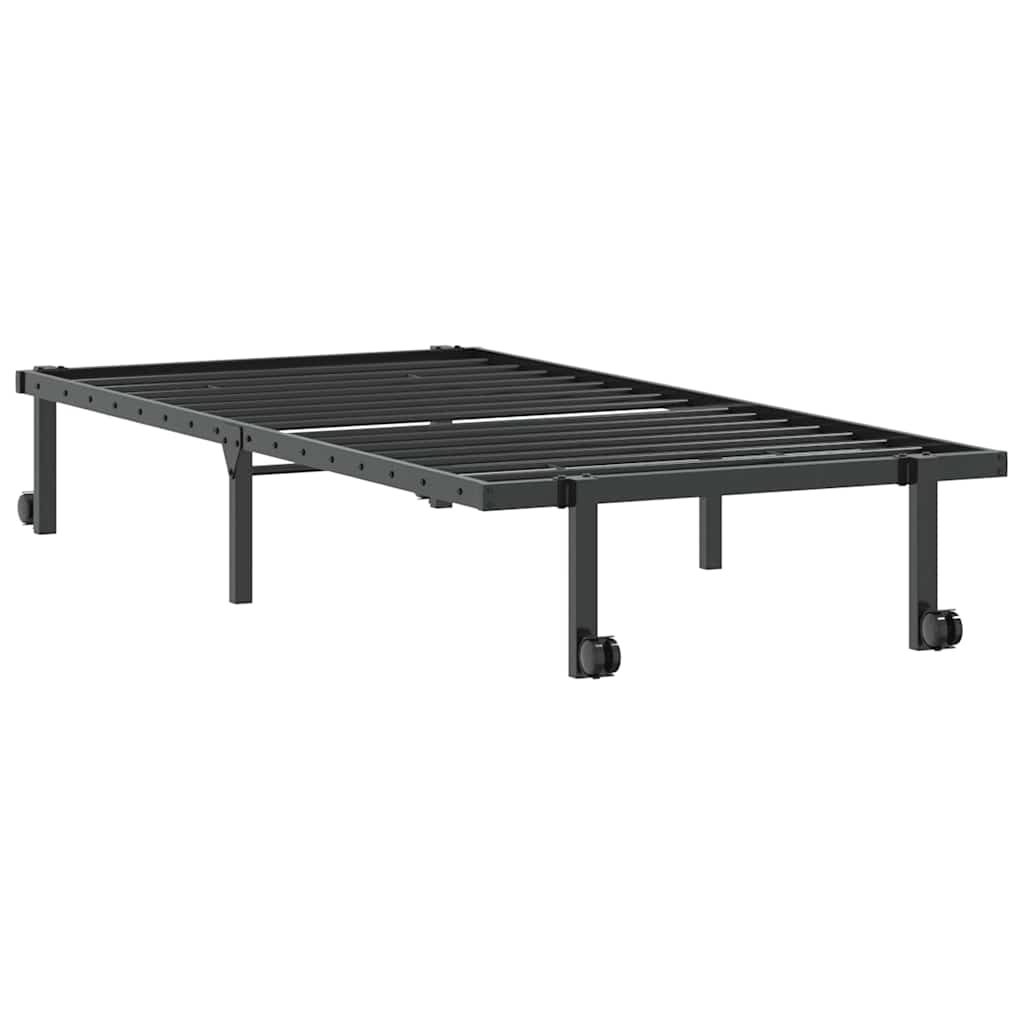 fekete acél ágykeret matrac nélkül összecsukható 90x190 cm