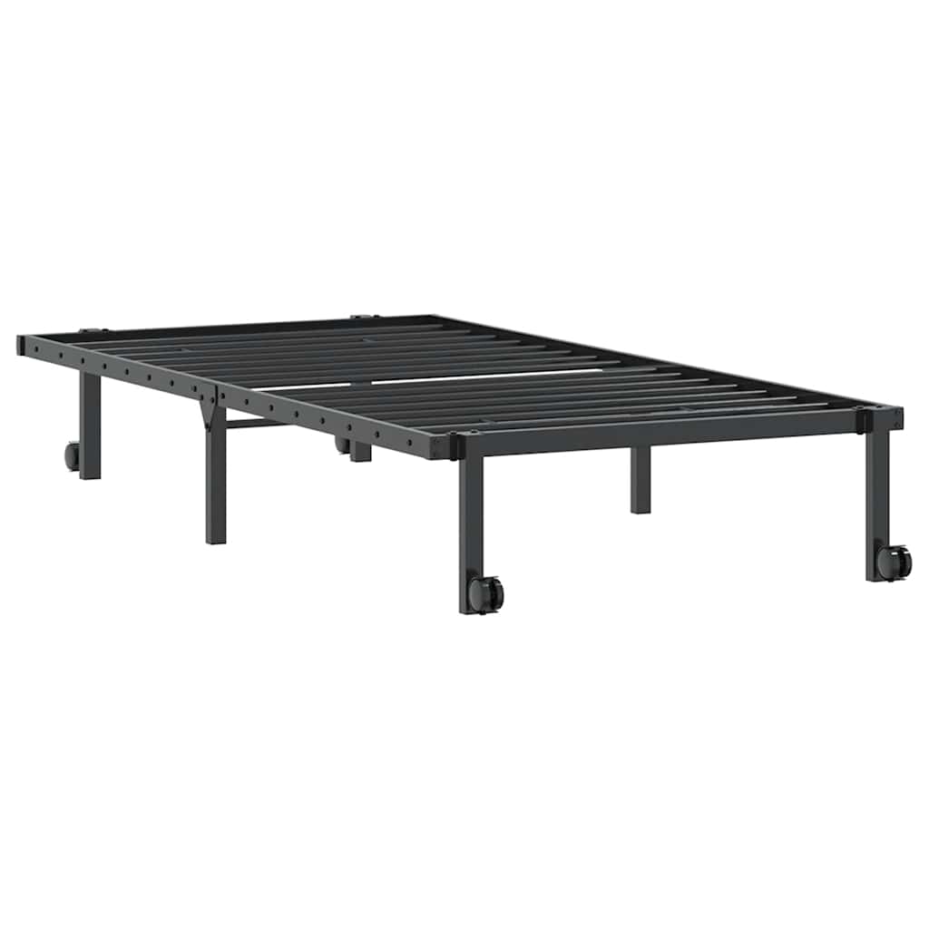fekete acél ágykeret matrac nélkül összecsukható 90x190 cm