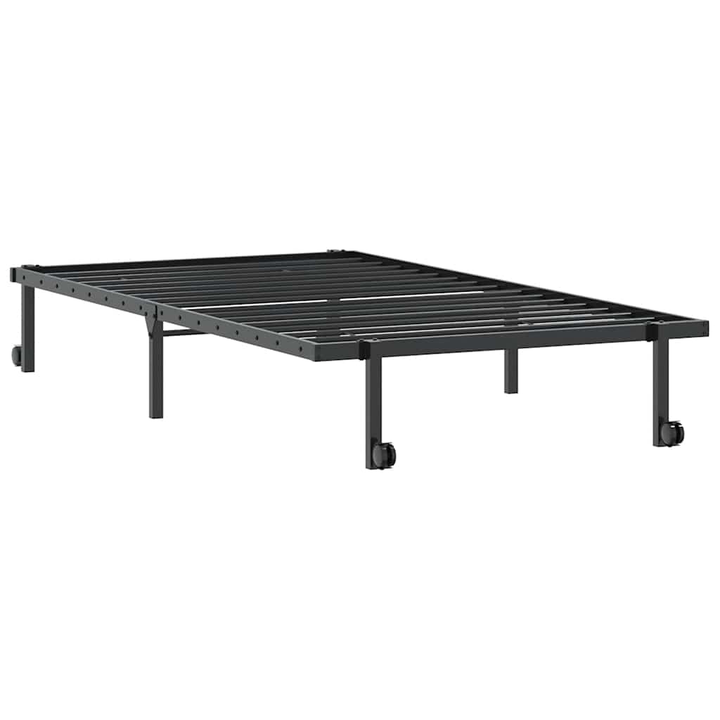 fekete acél ágykeret matrac nélkül összecsukható 107x203 cm