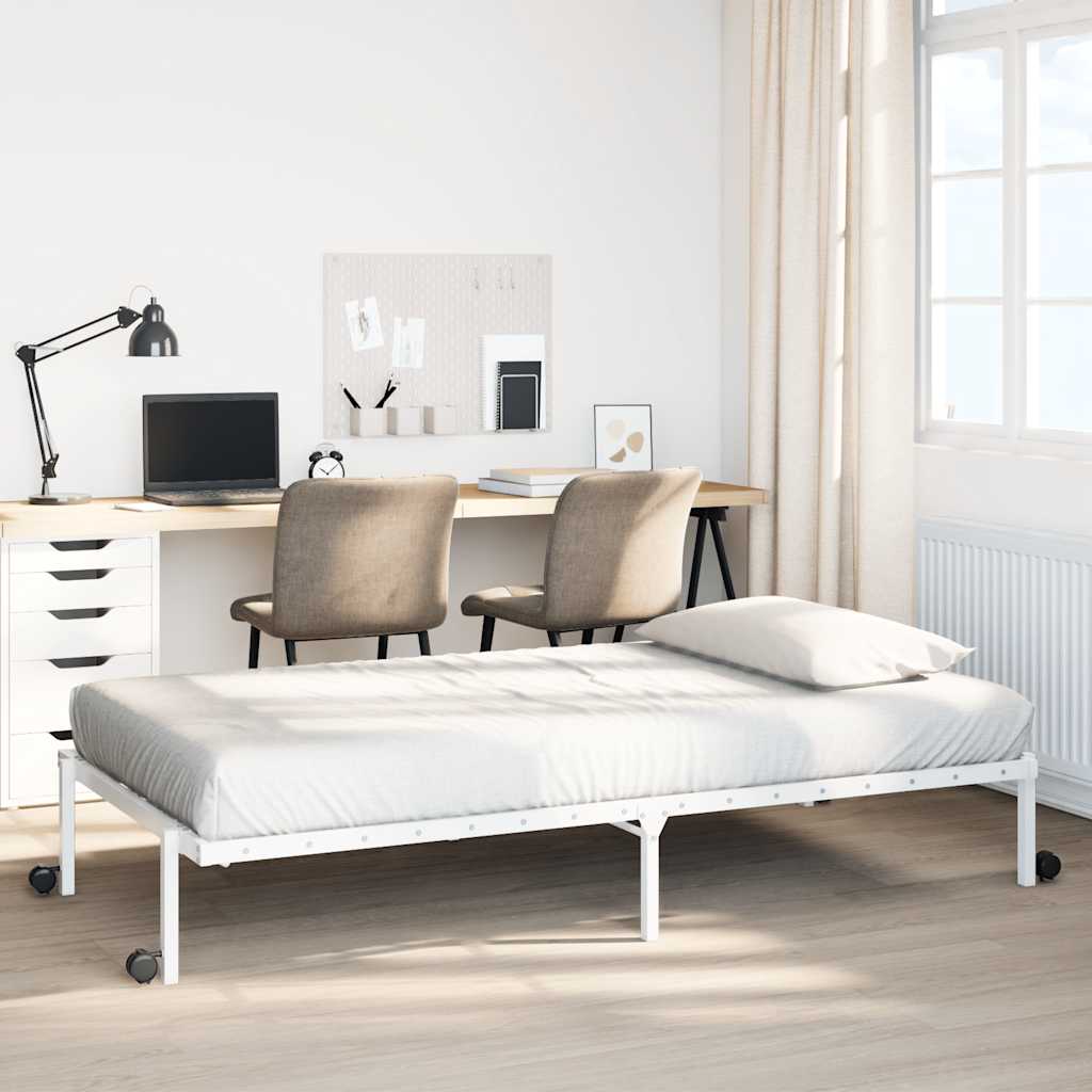 fehér acél ágykeret matrac nélkül összecsukható 90x200 cm