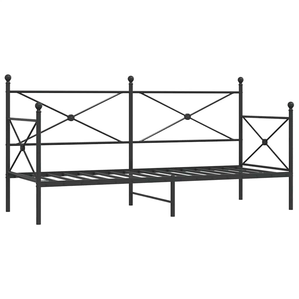 fekete acél kanapéágy matrac nélkül 75 x 190 cm