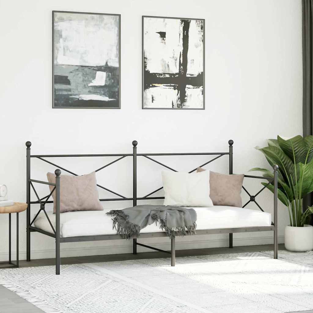 fekete acél kanapéágy matrac nélkül 75 x 190 cm