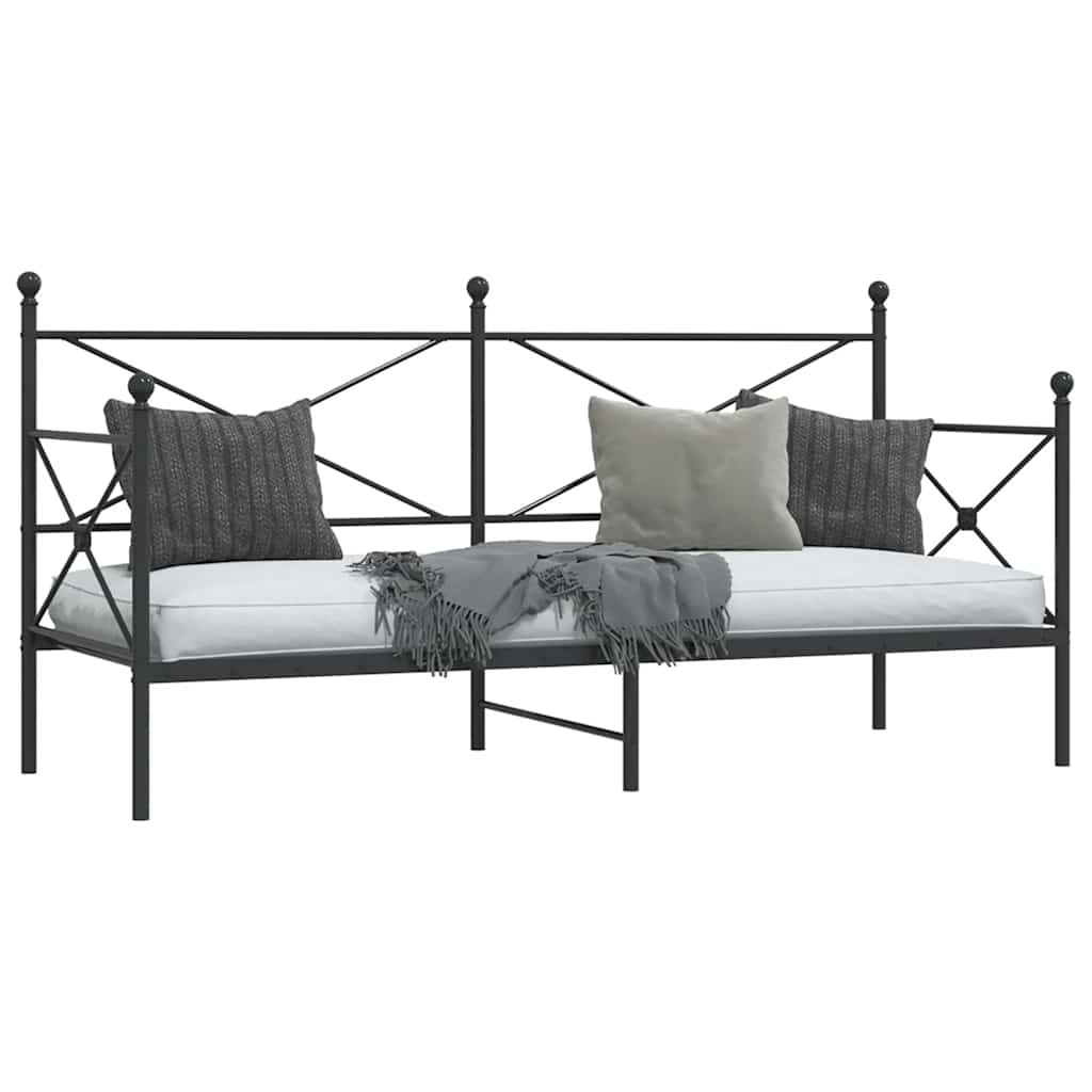 fekete acél kanapéágy matrac nélkül 75 x 190 cm