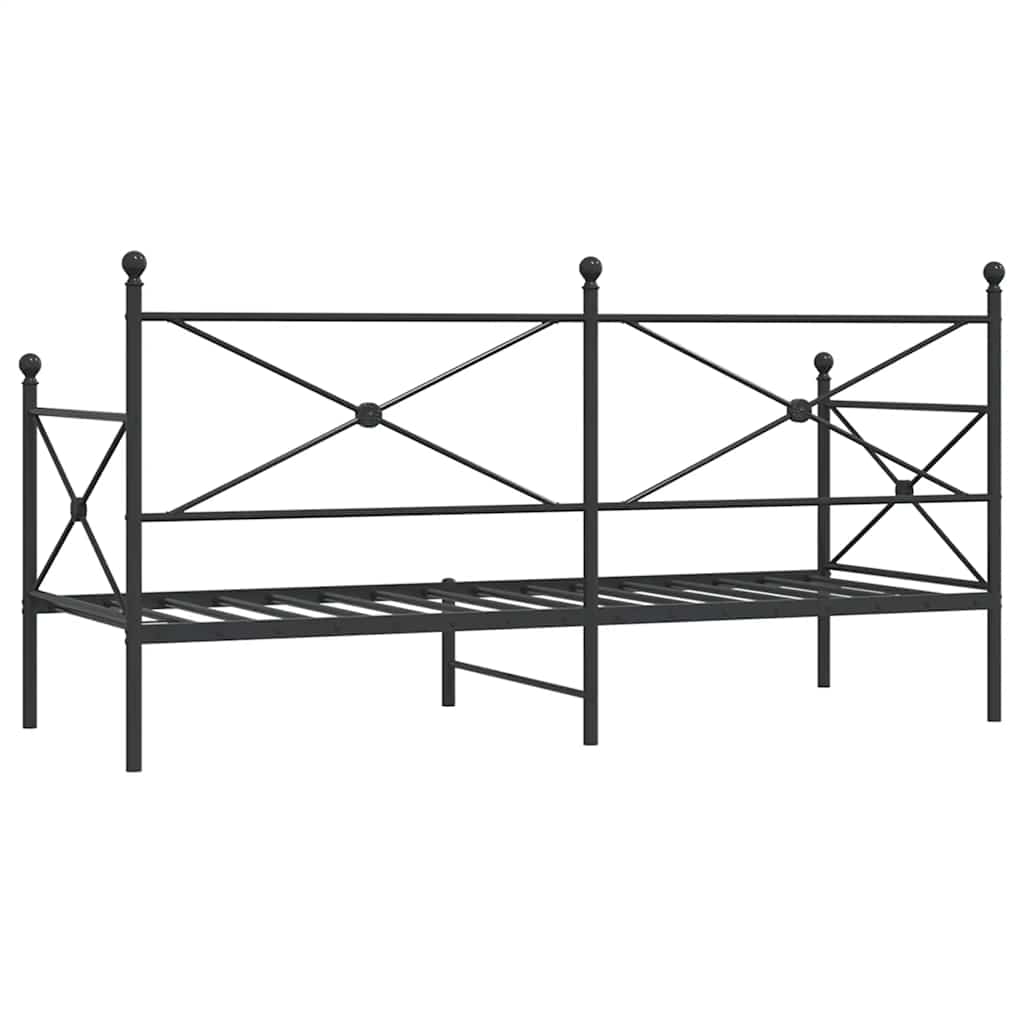 fekete acél kanapéágy matrac nélkül 75 x 190 cm