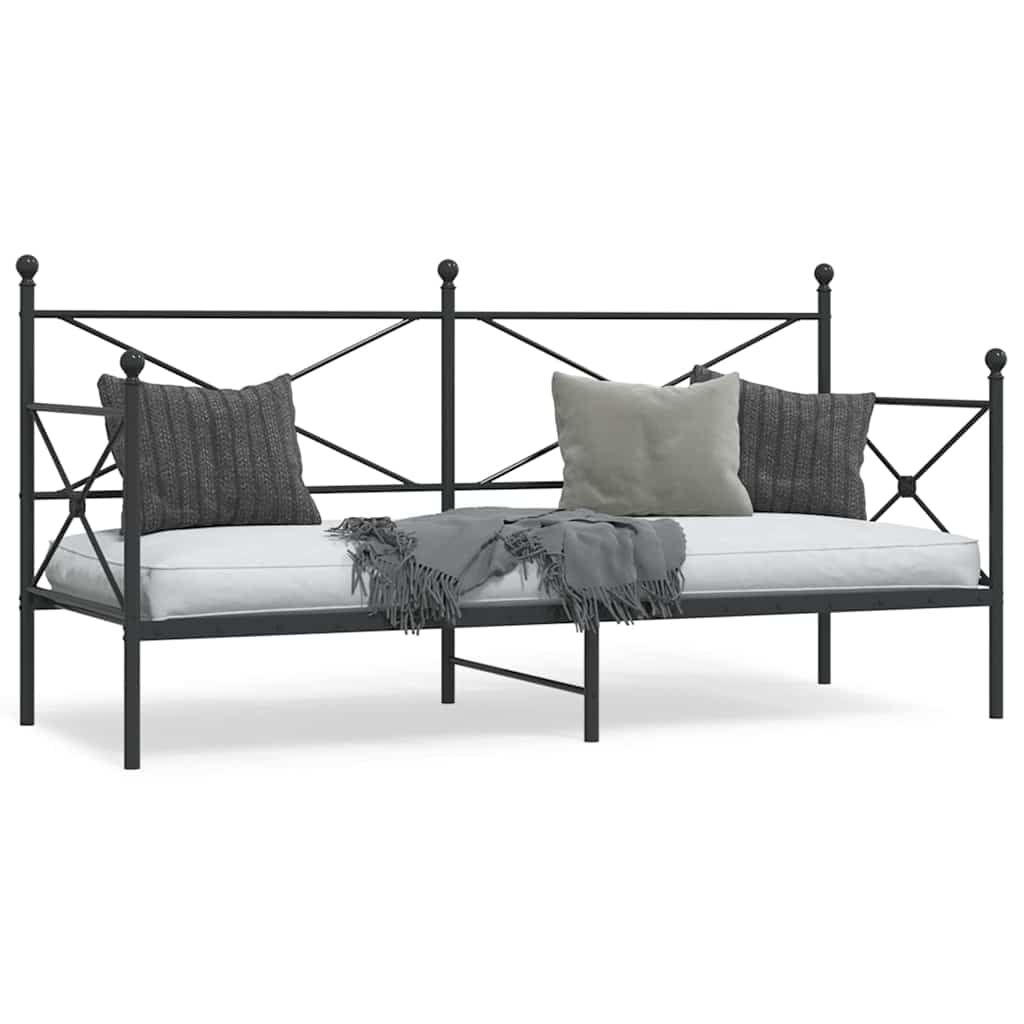 fekete acél kanapéágy matrac nélkül 75 x 190 cm