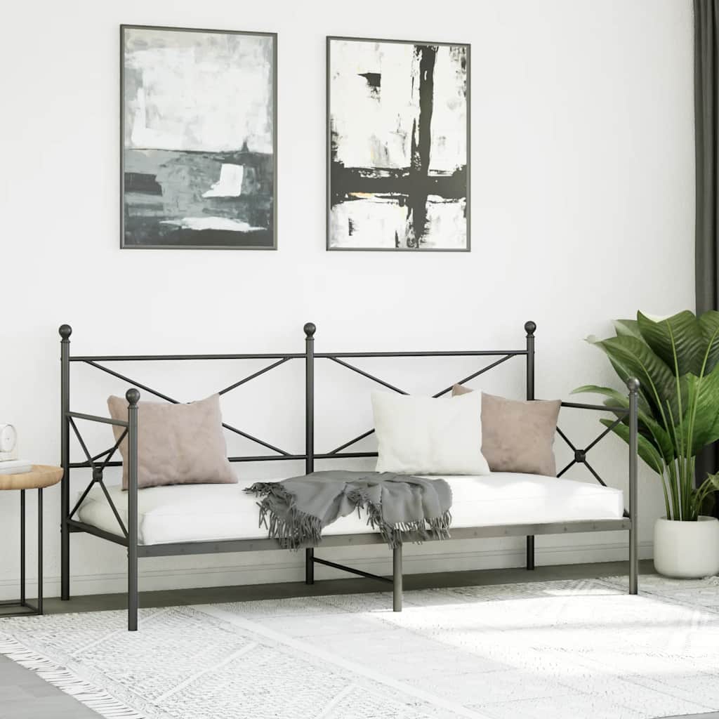 kanapéágy matrac nélkül fekete 80x200 cm acél