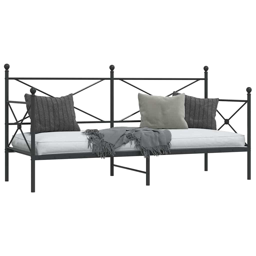 kanapéágy matrac nélkül fekete 80x200 cm acél