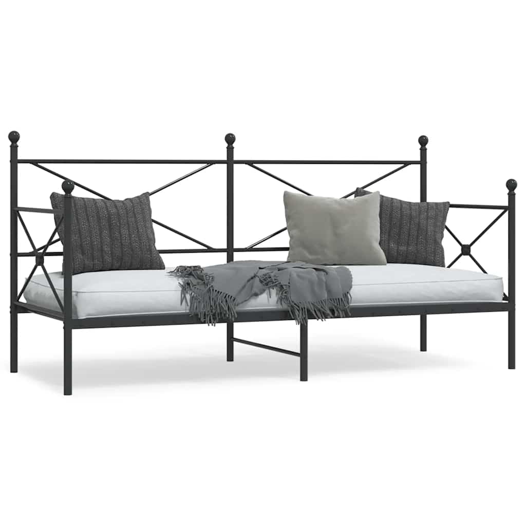 kanapéágy matrac nélkül fekete 80x200 cm acél