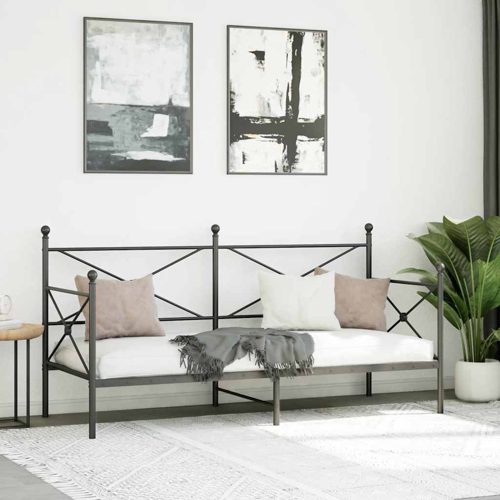 kanapéágy matrac nélkül fekete 90x200 cm acél