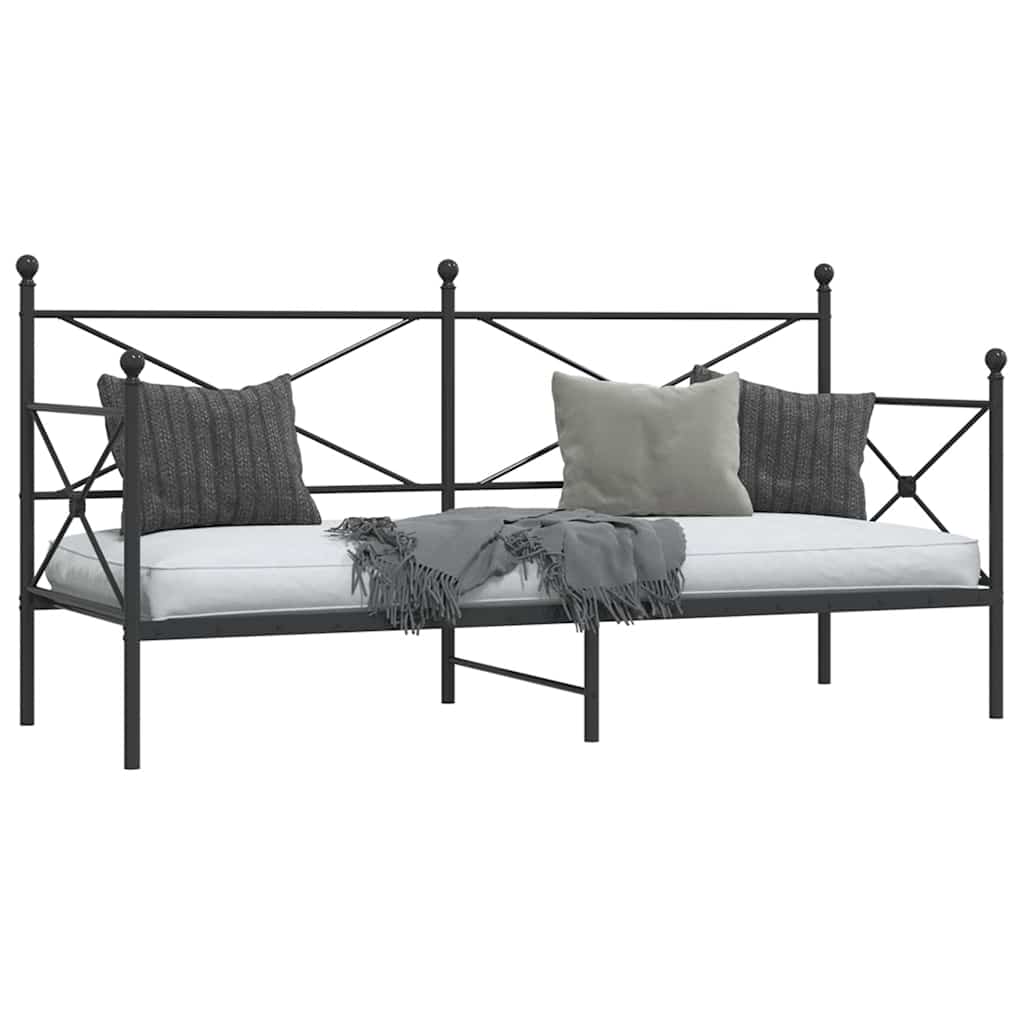 kanapéágy matrac nélkül fekete 90x200 cm acél