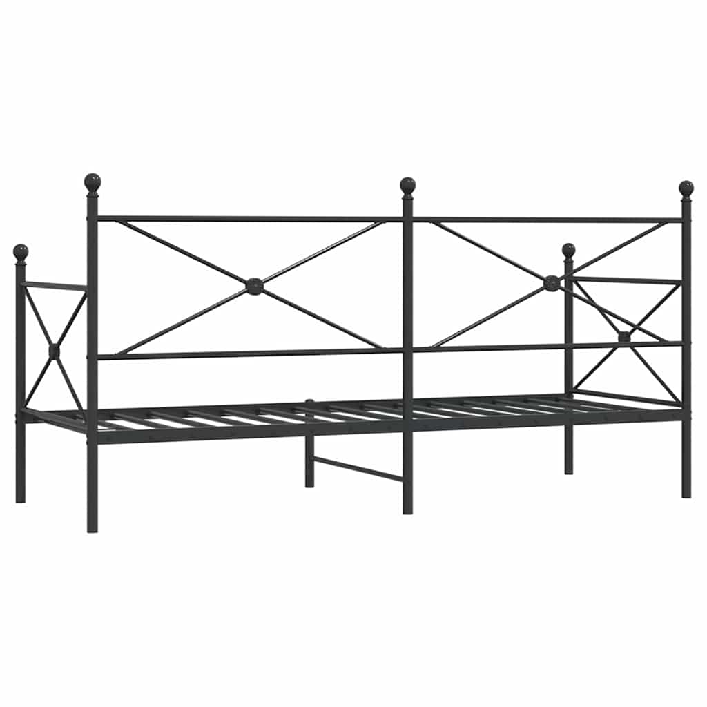 kanapéágy matrac nélkül fekete 90x200 cm acél