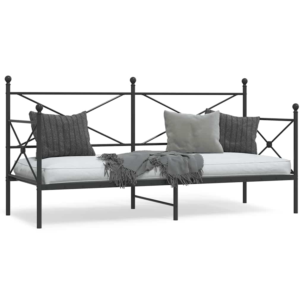 kanapéágy matrac nélkül fekete 90x200 cm acél