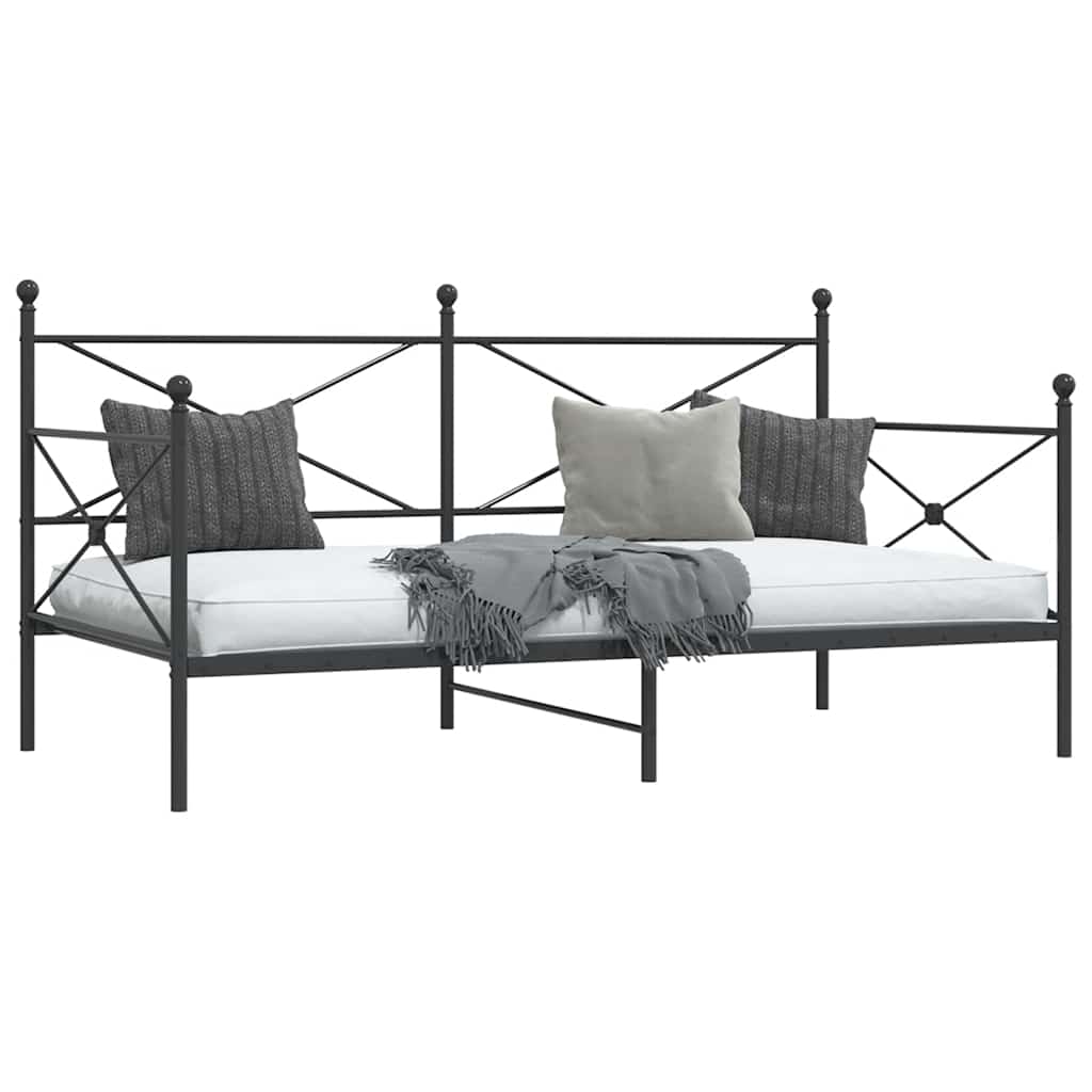 kanapéágy matrac nélkül fekete 100x190 cm acél