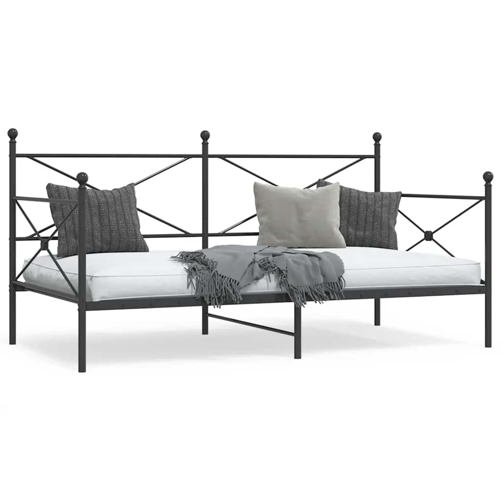 kanapéágy matrac nélkül fekete 100x190 cm acél