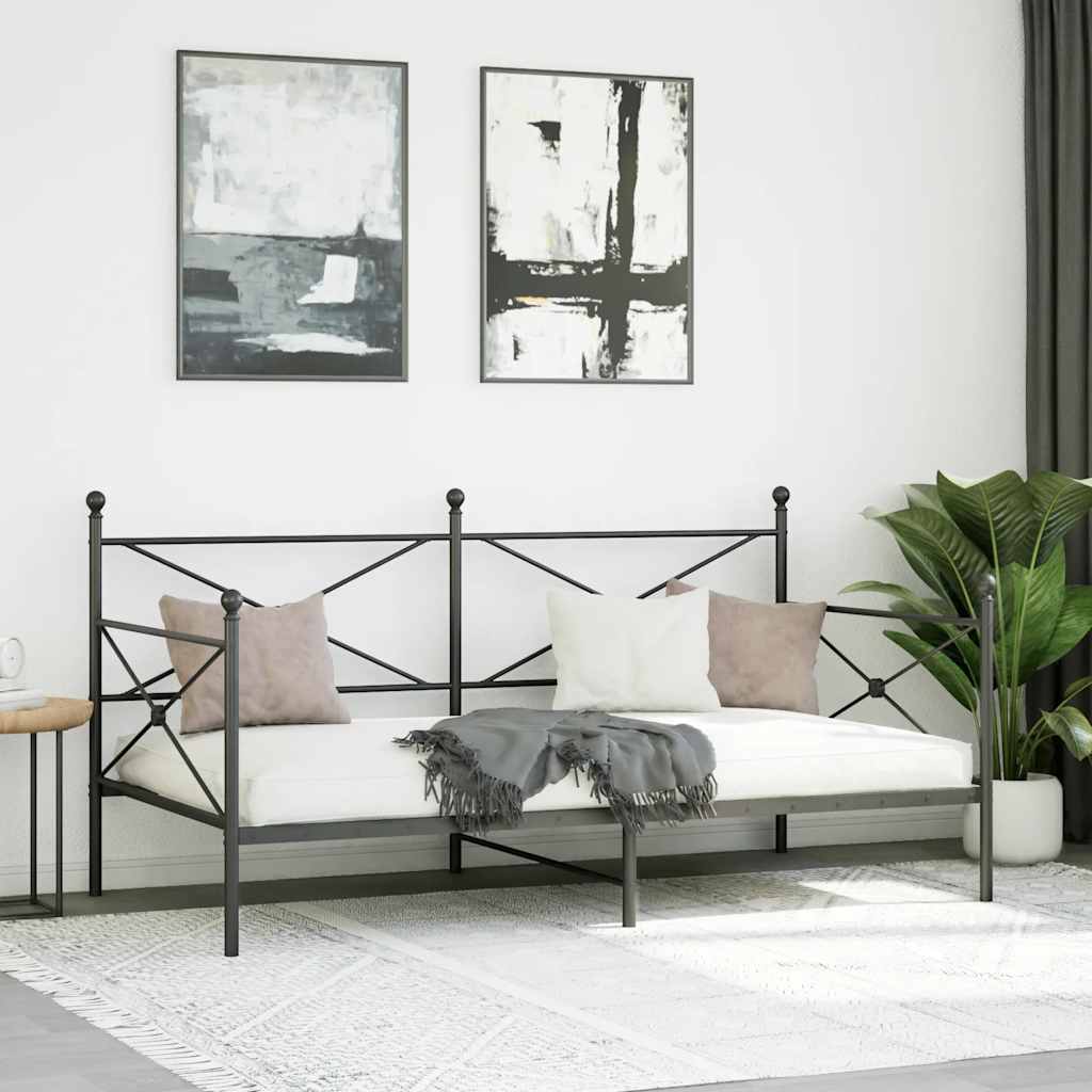 kanapéágy matrac nélkül fekete 100x200 cm acél
