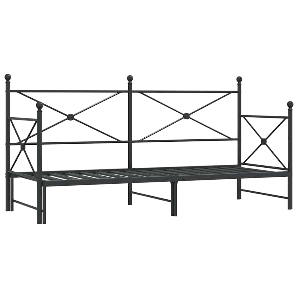 fekete acél kihúzható kanapéágy matrac nélkül 75x190 cm