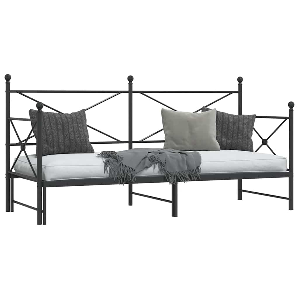 fekete acél kihúzható kanapéágy matrac nélkül 75x190 cm