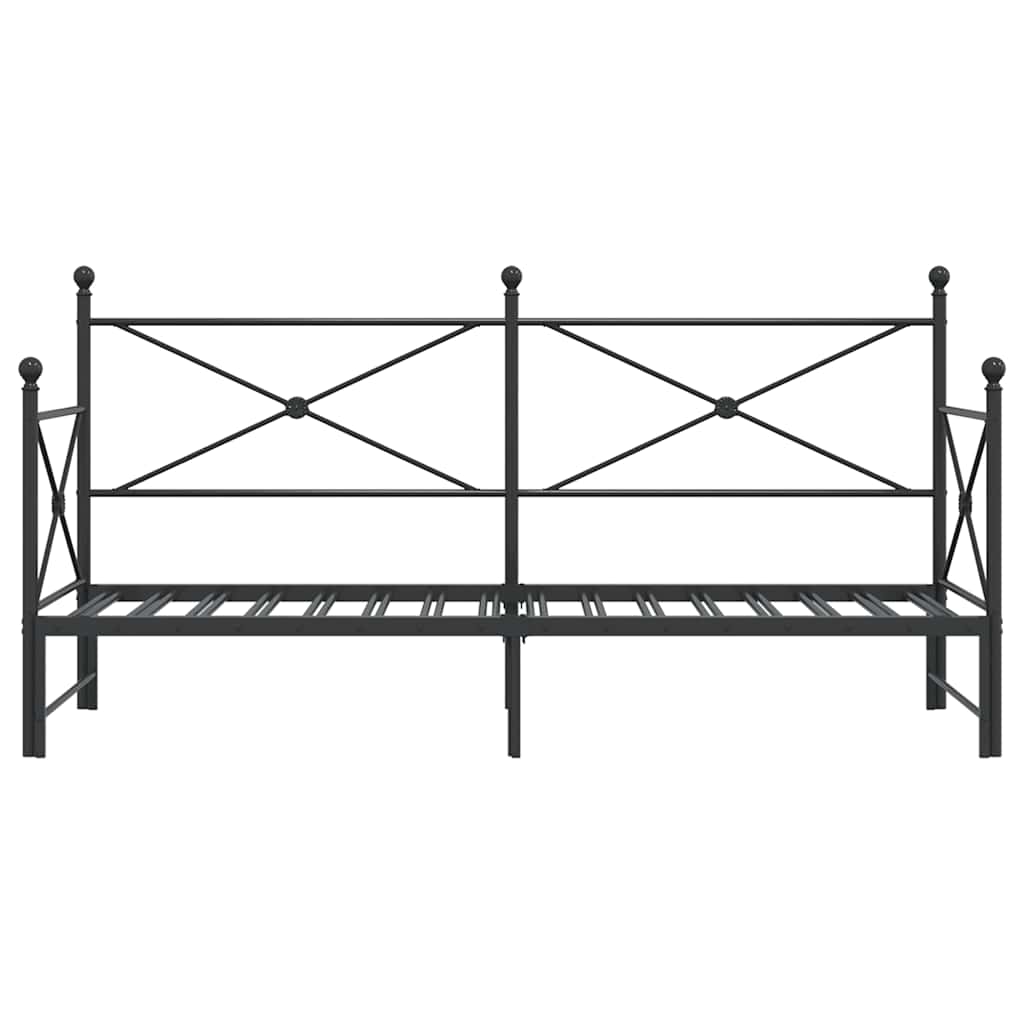 fekete acél kihúzható kanapéágy matrac nélkül 75x190 cm