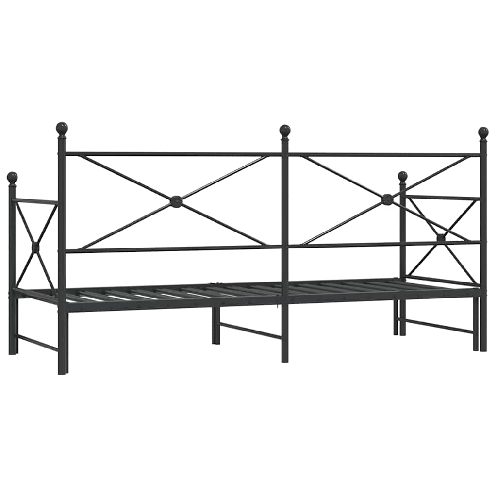 fekete acél kihúzható kanapéágy matrac nélkül 75x190 cm