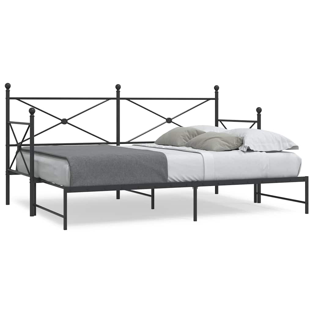 fekete acél kihúzható kanapéágy matrac nélkül 75x190 cm