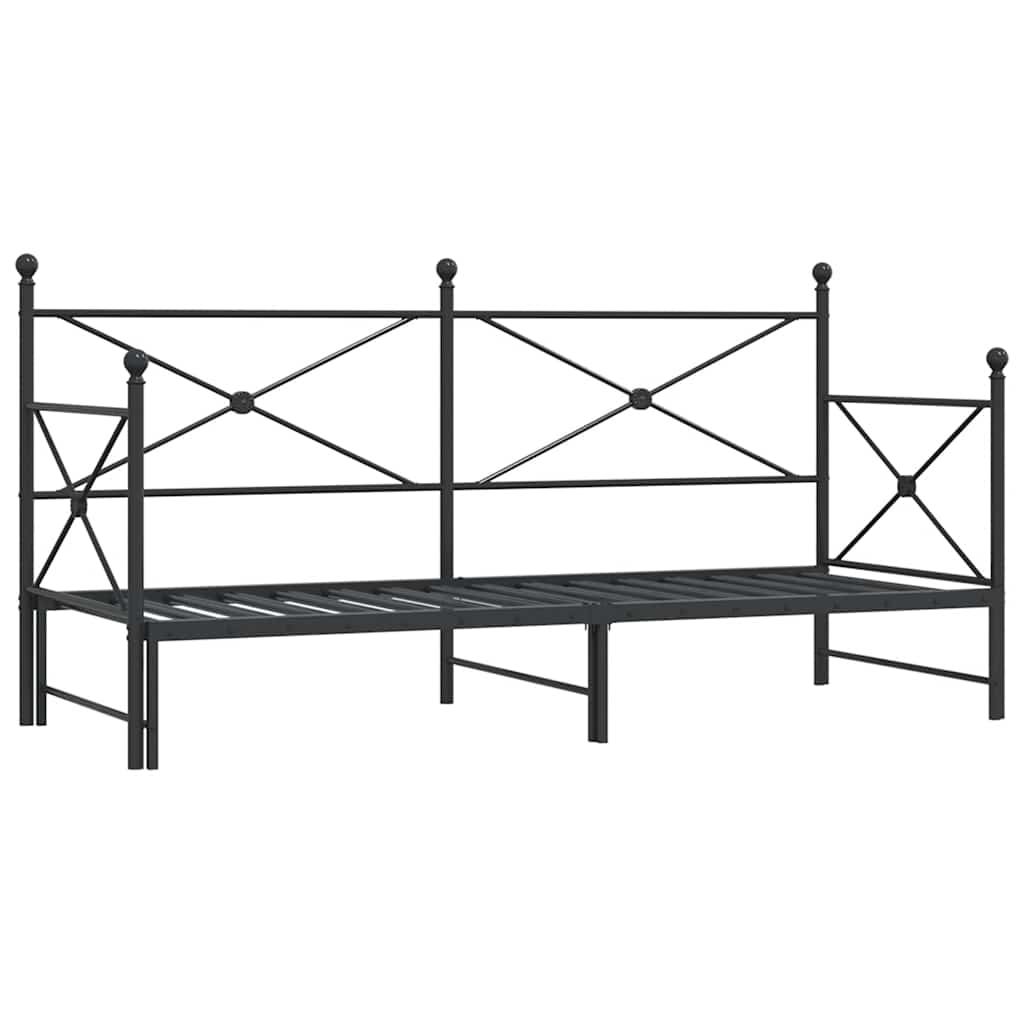 kihúzható kanapéágy matrac nélkül fekete 90x190 cm acél