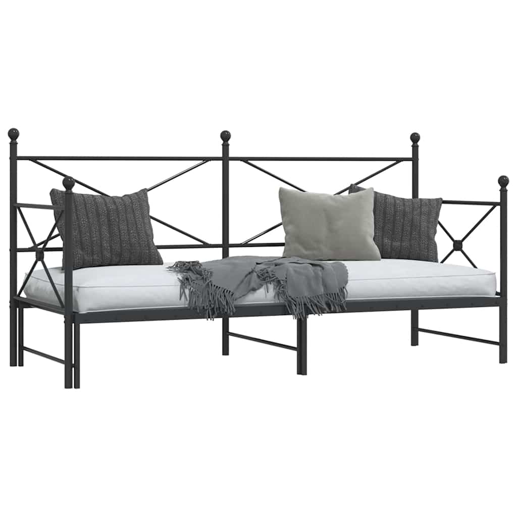 kihúzható kanapéágy matrac nélkül fekete 90x190 cm acél