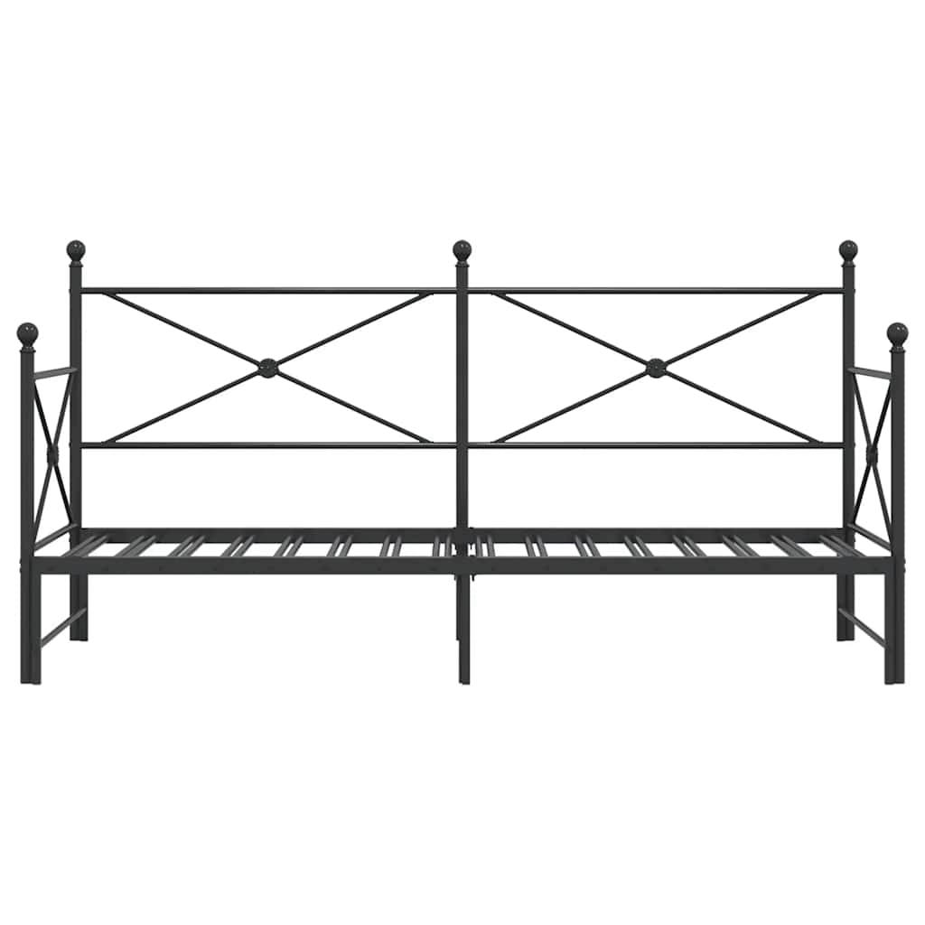 kihúzható kanapéágy matrac nélkül fekete 90x190 cm acél