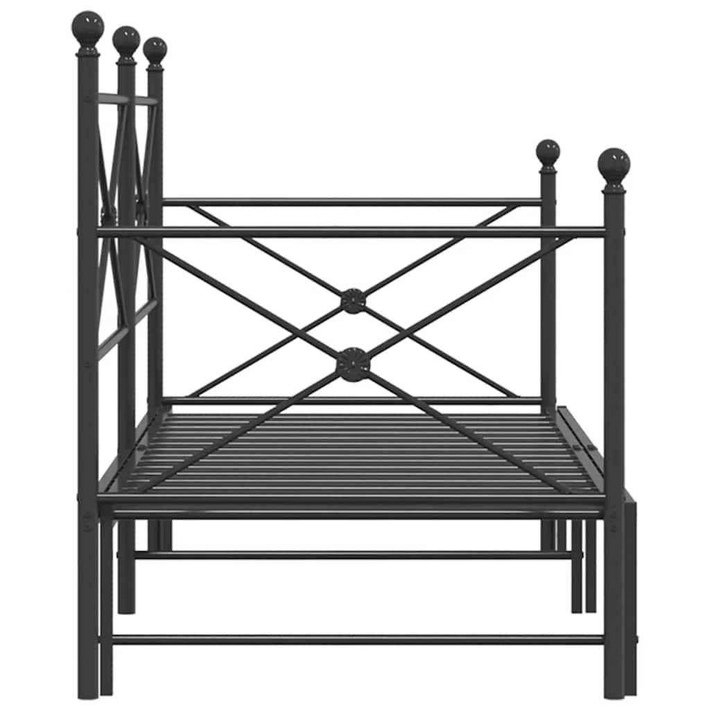 kihúzható kanapéágy matrac nélkül fekete 90x190 cm acél