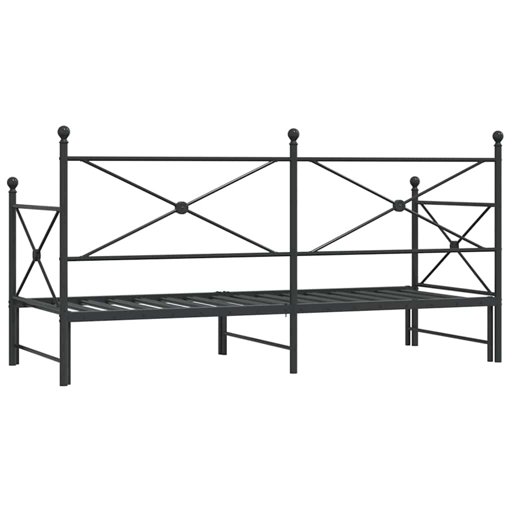 kihúzható kanapéágy matrac nélkül fekete 90x190 cm acél