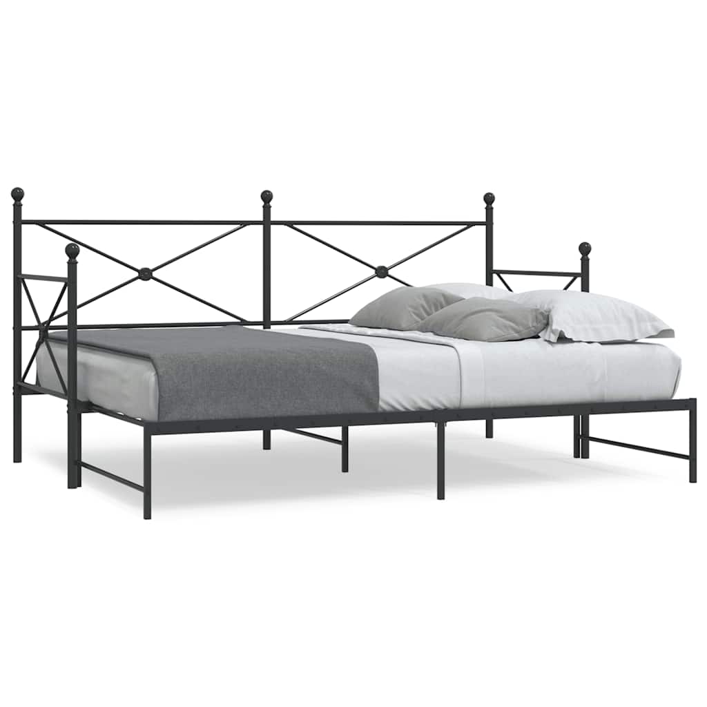 kihúzható kanapéágy matrac nélkül fekete 90x190 cm acél