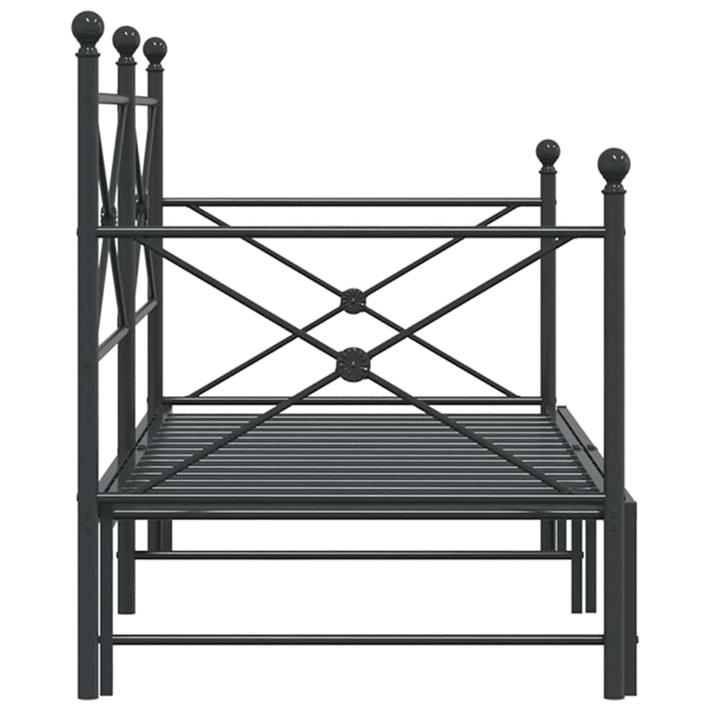 kihúzható kanapéágy matrac nélkül fekete 90x200 cm acél