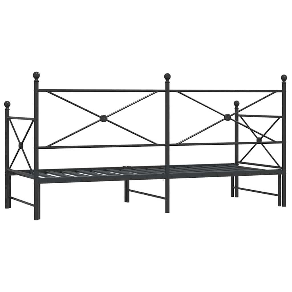 kihúzható kanapéágy matrac nélkül fekete 90x200 cm acél