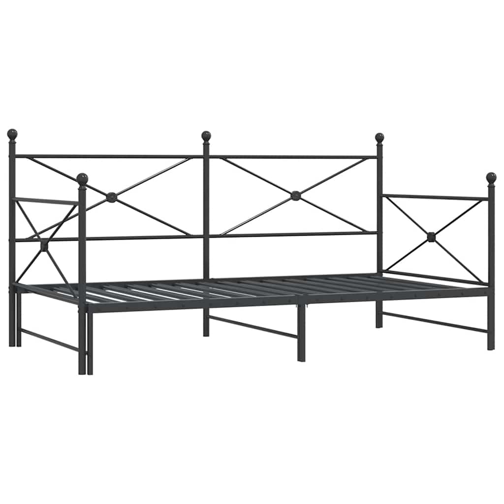 kihúzható kanapéágy matrac nélkül fekete 100x200 cm acél